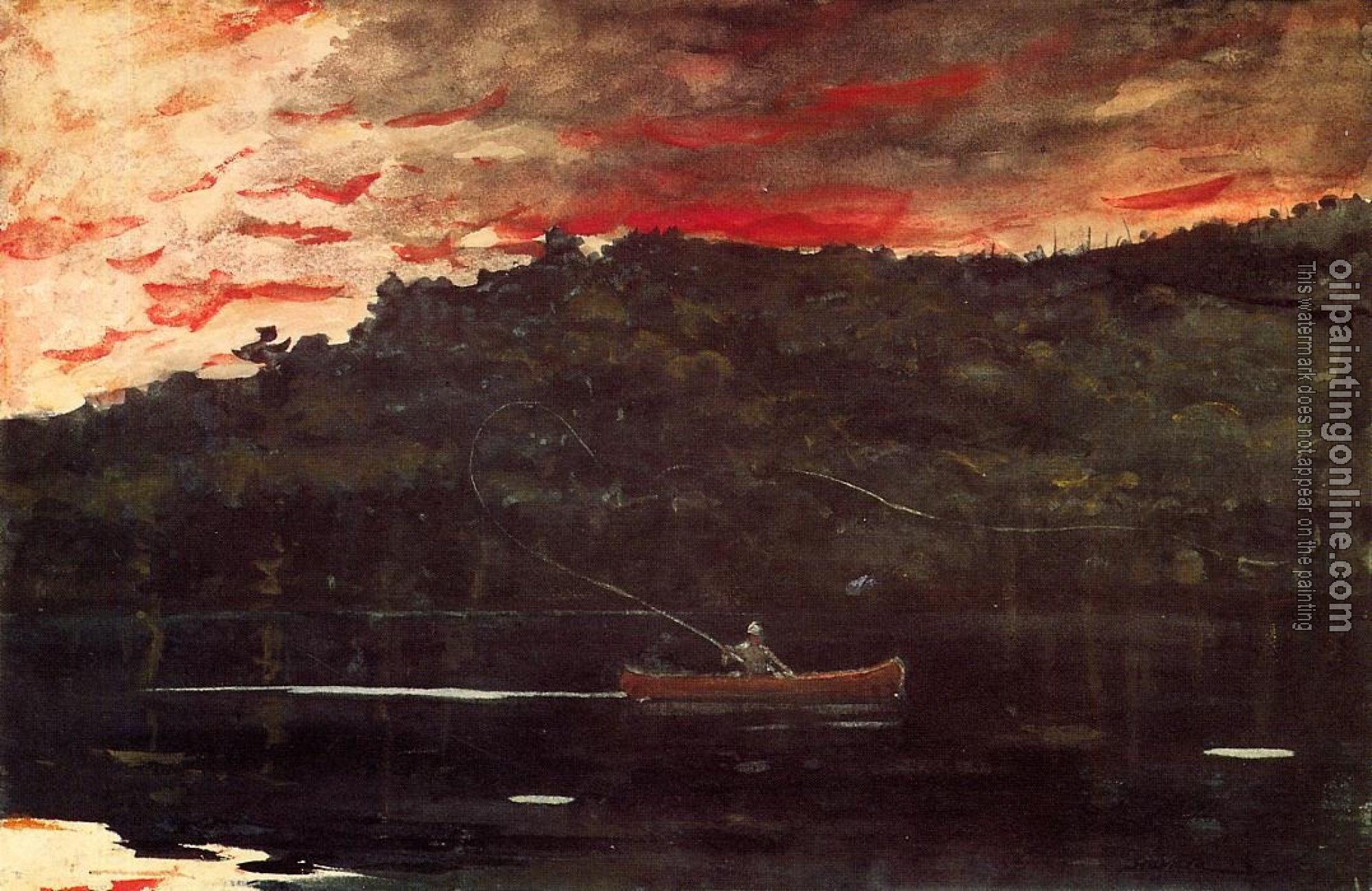 Homer, Winslow - Sunrise, Fishing in the Adirondacks